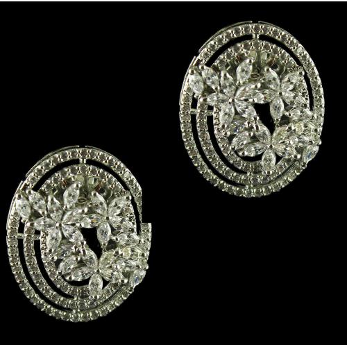 Silver Swarovski Design Earrings Zircon Stones