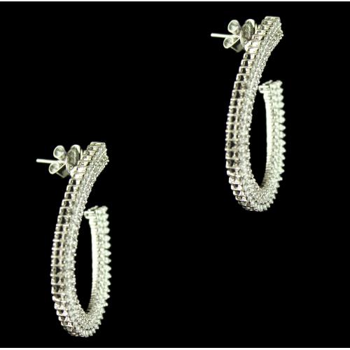 92.5 Sterling Silver Fancy Earrings Studded Swarovski Stones