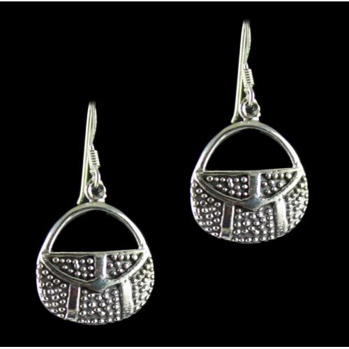 Silver Oxidized Fancy Design Hanging Earrings