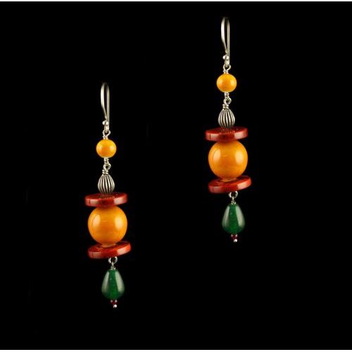 Etikoppaka Wooden Silver Earring Coated With Organic Colors