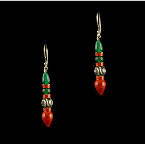 Etikoppaka Wooden Silver Earring Coated With Organic Colors
