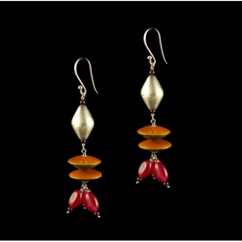 Etikoppaka Wooden Silver Earring Coated With Organic Colors