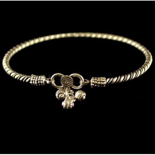 Silver Oxidized Fancy Design Anklets Band