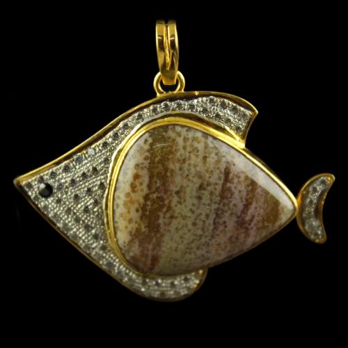Silver Gold Plated Fancy Pendant Studded Peruvian Opal White CZ(65)