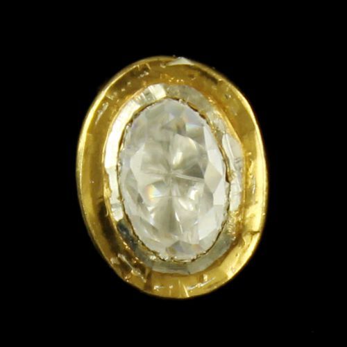 Silver Gold Plated Earring Oval Polki