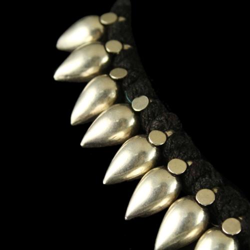 Silver Oxidized Floral Design Thread Necklace