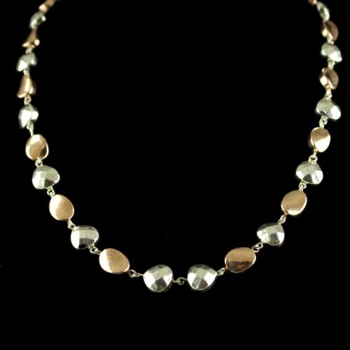Silver Rose Gold Fancy Design Necklace