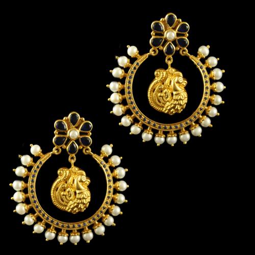 Silver Gold Plated Fancy Design Drops Studded Pearls