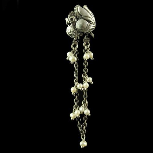 Silver Plated Fancy Design Earrings Pearl Round 2.5mm