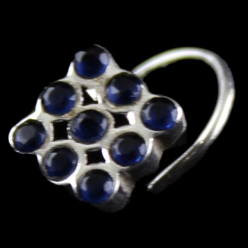 SIlver Fancy Design Nose pin Studded Multi Stones