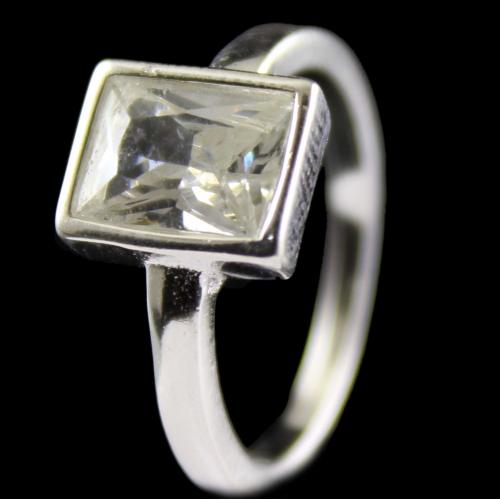Silver Square Shape Ring Studded Zircon Stones