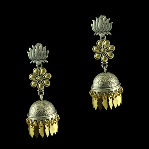 Silver Gold Plated Fancy Design Earring Jhumka