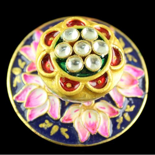 Silver Gold Plated Kuddan Stone Flower Design Rings