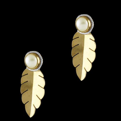 Gold Plated Earrings Studded Pearls