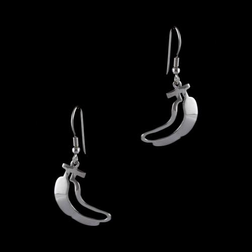 Silver Fancy Design Hanging Earrings