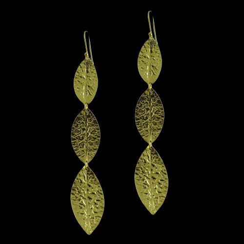 Silver Gold Plated Leaf Design Hanging Earring