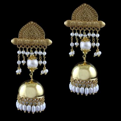 Silver Earring Jhumka Studded Pearls