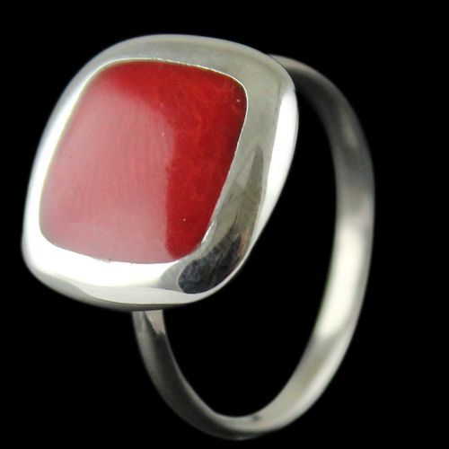 Silver Red Stone Ring