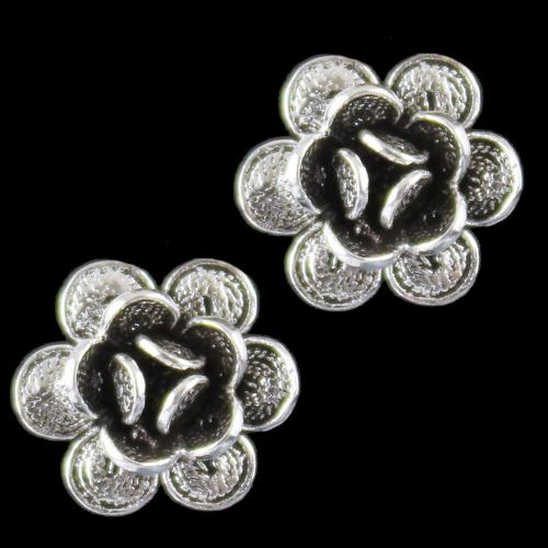Silver Oxidize Flower Design Casual Earring