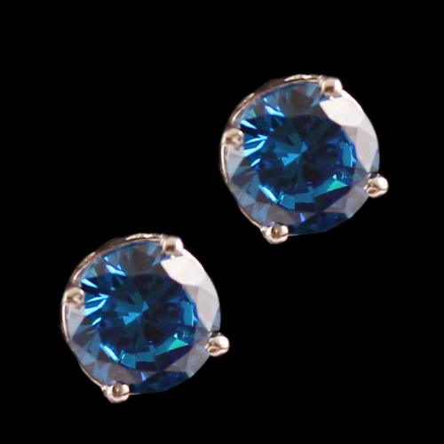 Silver Casual Earring Studded Blue Zircon Stone