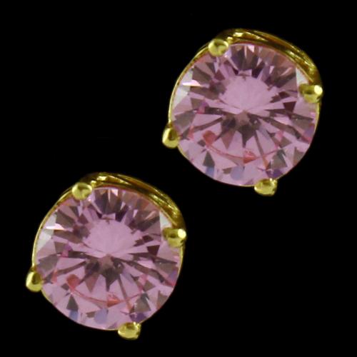 Gold Plated Casual Earring Studded Pink Zircon Stone