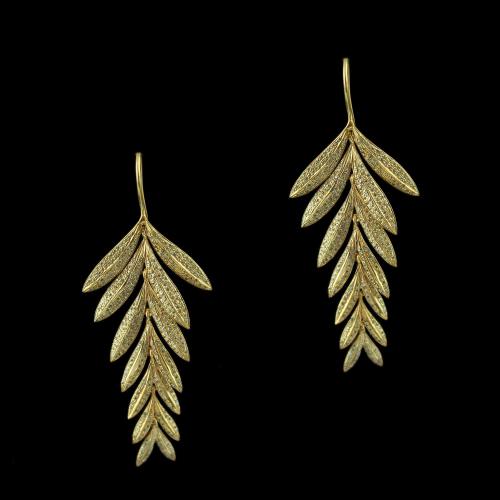 Rose Gold Leaf Design Hanging Earrings Studded Zircon Stones