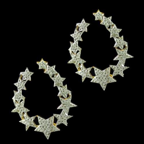 Gold Plated Chandbali Earring Studded Zircon Stones