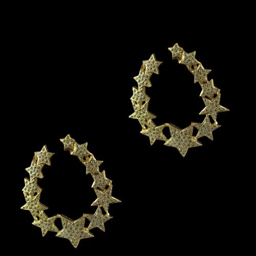 Rose Gold Chandbali Earring Studded Zircon Stones
