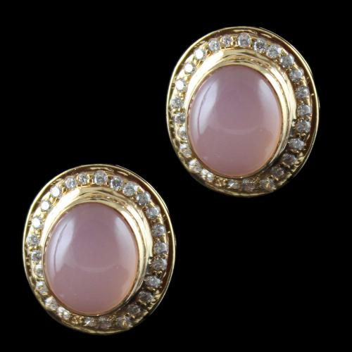 Rose Gold Casual Earring Studded Pink Onyx And Zircon Stone