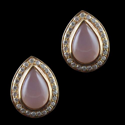 Gold Plated Casual Earring Studded With Pink Onyx And  Zircon Stone