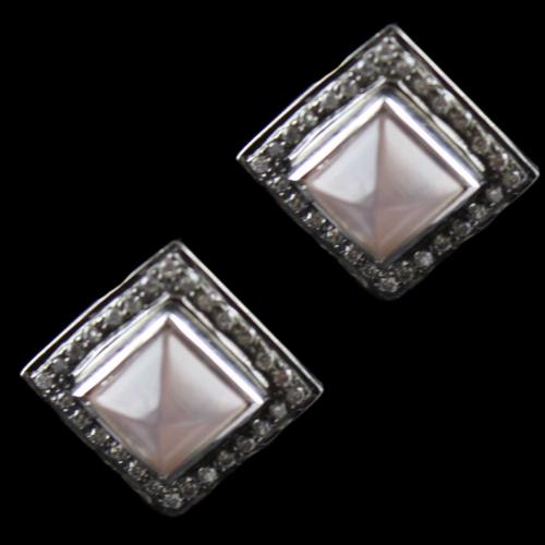 Silver Casual Earring Studded Pink Onyx Zircon Stone