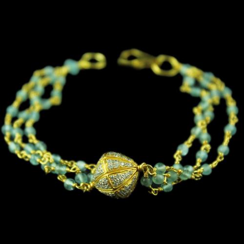 Gold Plated Blue Cut Atti Bracelets With Zircon Stones