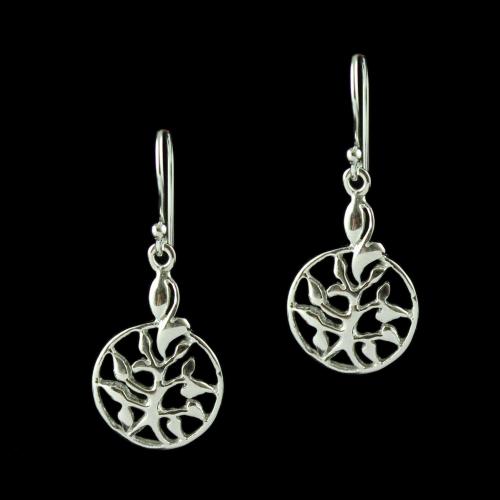 Silver Floral Design Hanging Earring