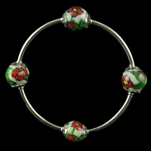 OXIDIZED SILVER BLUE POTTERY BANGLE