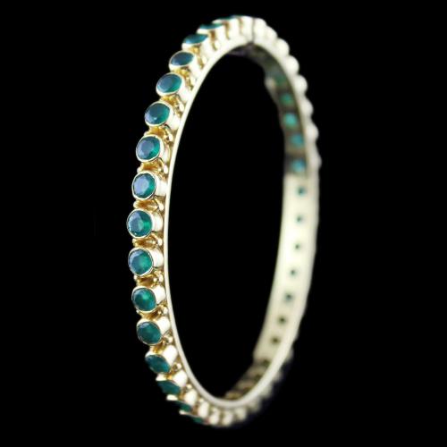 Gold Plated Green Onyx Bangle
