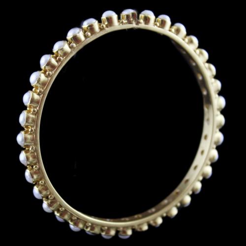 Gold Plated Pearl Bangle