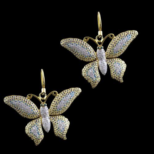 Zircon Stones Butterfly Hanging Earrings