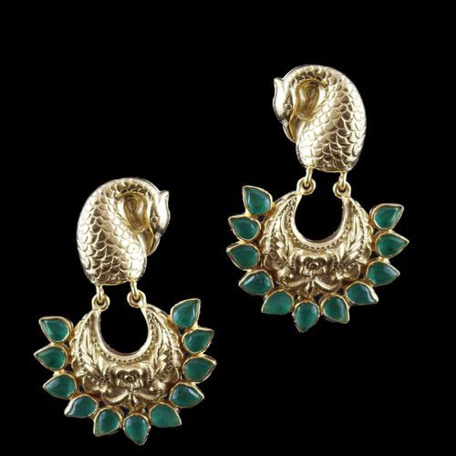 Onyx Stones Peacock Drops Earrings