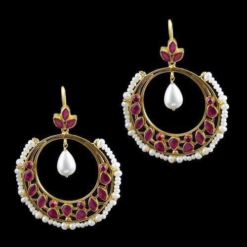 onyx And Pearl Hanging Chandbali Earring