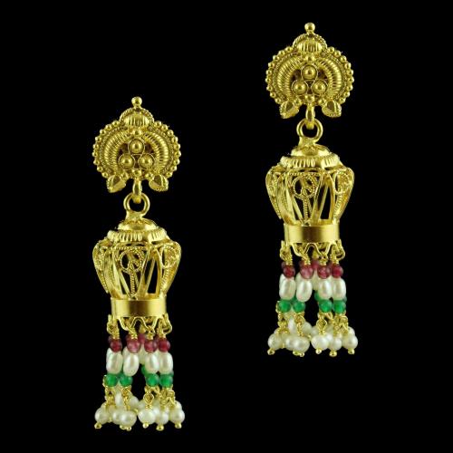 Jhumka Earring With Pearl And Onyx