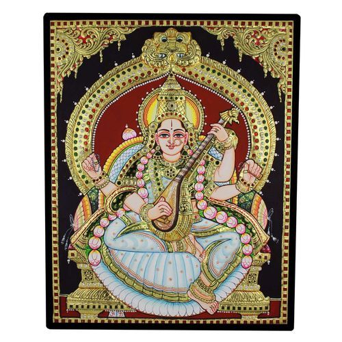 TANJORE PAINTING MANTAP SARASWATHI EMB