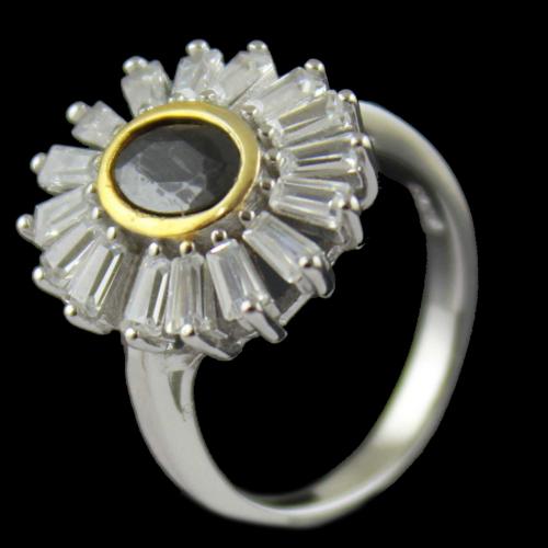 Block Zircon Stone Bridal Ring