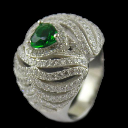 Green Zircon Stone Bridal Ring