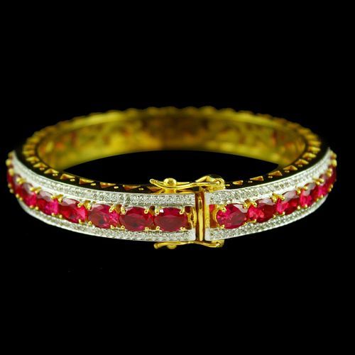 Gold Plated Corundum Stone Bangle