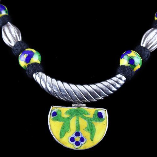 Blue Pottery Thread Necklace