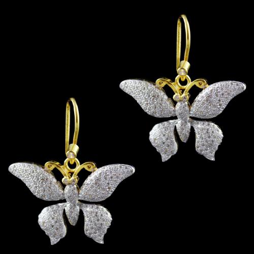Gold Plated Butterfly Hanging Earring Zircon Stone