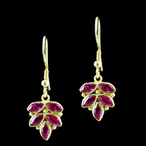 Gold Plated Corundum stone Floral Hanging Earring