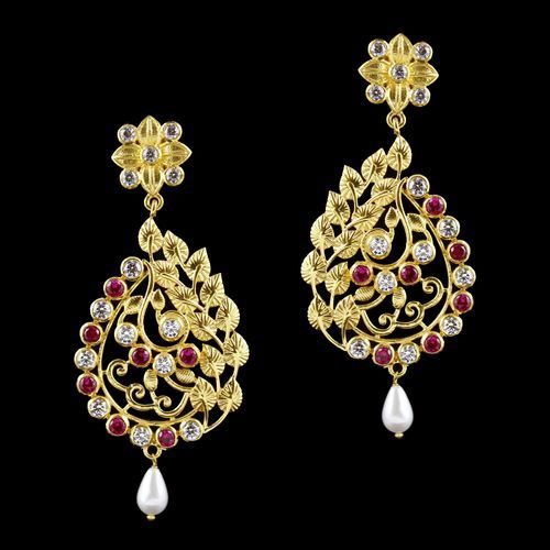 Gold Plated Swarovsksi Stone Drops Earring