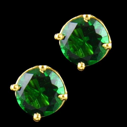 Gold Plated Green Solitaire Stone Traditional Earring