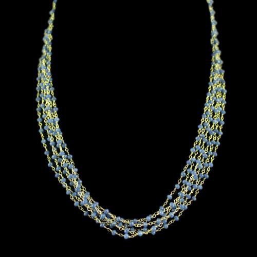 Blue Beads Party Wear Bunch Necklace